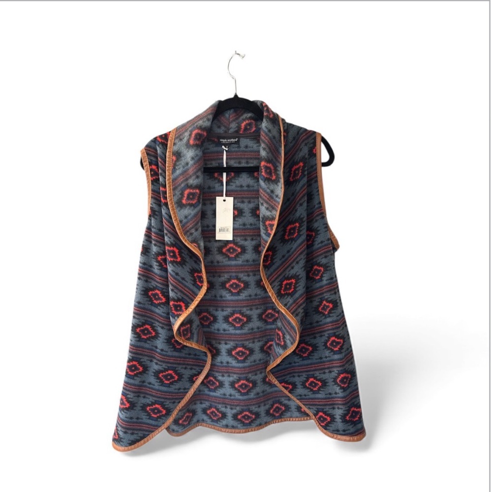 NWT Simply Southern Aztec Print Vest Fleece‎ Cardigan Type Vest Western Cowgirl